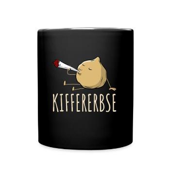 Kiffererbse - Kichererbse Wortspiel - Cartoon - Tasse einfarbig - Schwarz - Vorne
