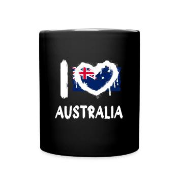 I love Australia / Ich Liebe Australien Land - Full Colour Mug - black - Front