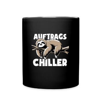 Faultier - Auftrags Chiller - Faulenzen Geschenk - Tasse einfarbig - Schwarz - Vorne
