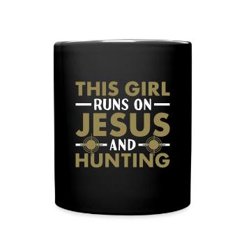 Chasseur Cette fille court sur Jésus et chasse - Mug uni - noir - Devant