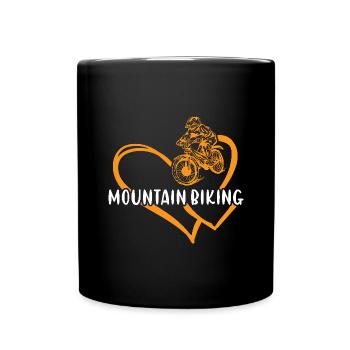 Biker Heart Mountain Biking - Full Colour Mug - black - Front