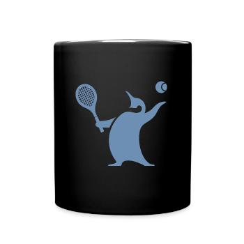 Pinguin Tennisspieler Silhouette Minimalistisch - Tasse einfarbig - Schwarz - Vorne