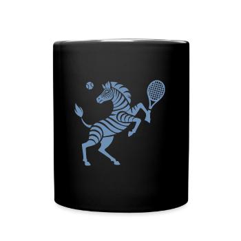 Zebra Tennis Tennisball Balancieren Horn - Tasse einfarbig - Schwarz - Vorne
