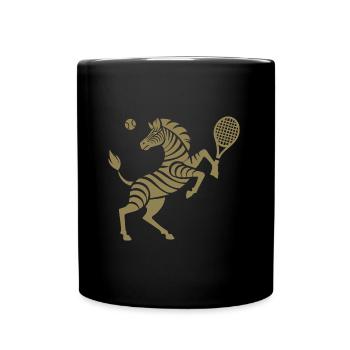Zebra Tennis Tennisball Balancieren Horn - Tasse einfarbig - Schwarz - Vorne