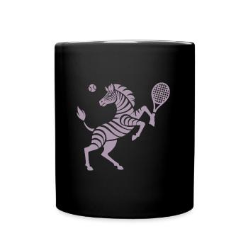 Zebra Tennis Tennisball Balancieren Horn - Tasse einfarbig - Schwarz - Vorne