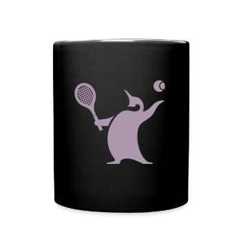 Pinguin Tennisspieler Silhouette Minimalistisch - Tasse einfarbig - Schwarz - Vorne