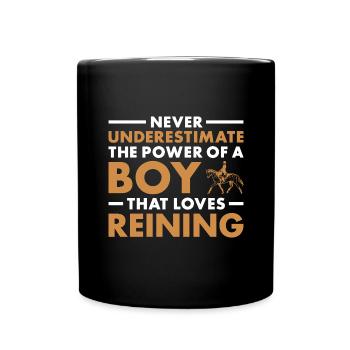 Reiner Never Underestimate The Power Of A Boy - Full Colour Mug - black - Front