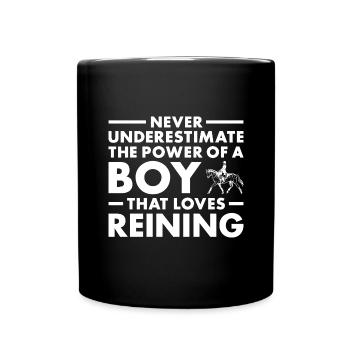 Reiner Never Underestimate The Power Of A Boy - Full Colour Mug - black - Front