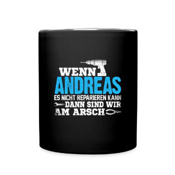 ANDREAS - kann es reparieren - Tasse einfarbig - Schwarz - Vorne