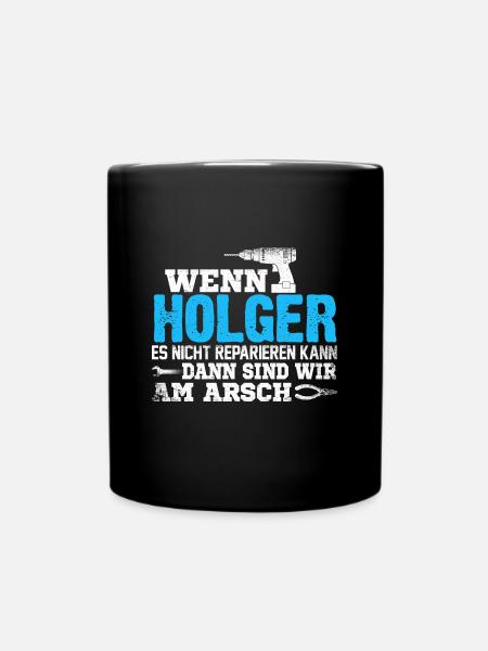 HOLGER - kann es reparieren - Tasse einfarbig - Schwarz