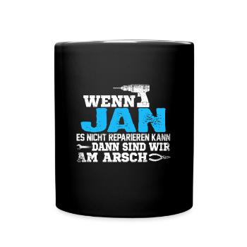 JAN - kann es reparieren - Tasse einfarbig - Schwarz - Vorne
