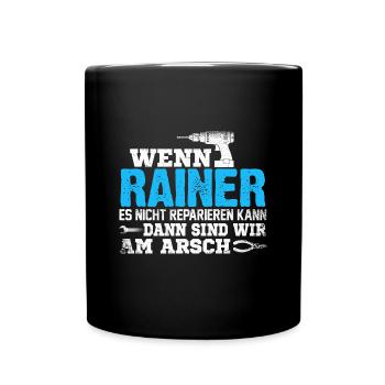 RAINER - kann es reparieren - Tasse einfarbig - Schwarz - Vorne