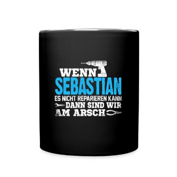 SEBASTIAN - kann es reparieren - Tasse einfarbig - Schwarz - Vorne