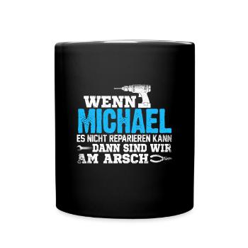 MICHAEL - kann es reparieren - Tasse einfarbig - Schwarz - Vorne