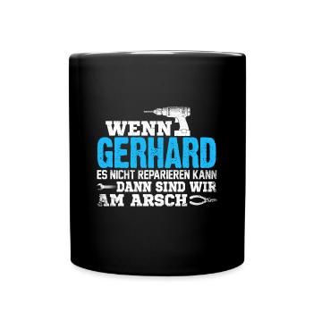 GERHARD - kann es reparieren - Tasse einfarbig - Schwarz - Vorne