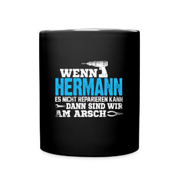 HERMANN - kann es reparieren - Tasse einfarbig - Schwarz - Vorne