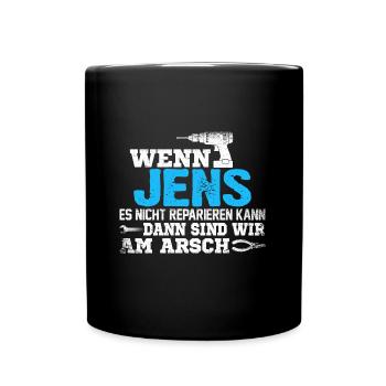 JENS - kann es reparieren - Tasse einfarbig - Schwarz - Vorne