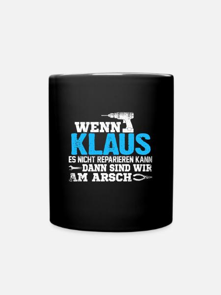 KLAUS - kann es reparieren - Tasse einfarbig - Schwarz