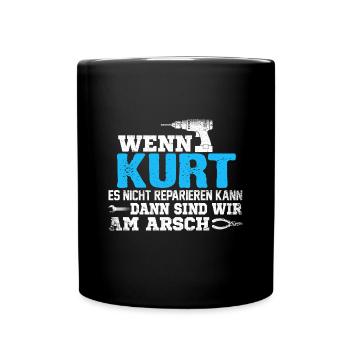 KURT - kann es reparieren - Tasse einfarbig - Schwarz - Vorne