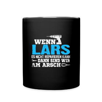 LARS - kann es reparieren - Tasse einfarbig - Schwarz - Vorne