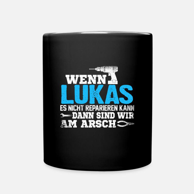 LUKAS - kann es reparieren - Tasse einfarbig - Schwarz