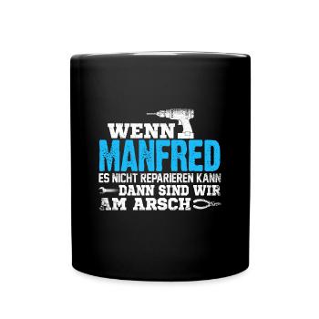 MANFRED - kann es reparieren - Tasse einfarbig - Schwarz - Vorne
