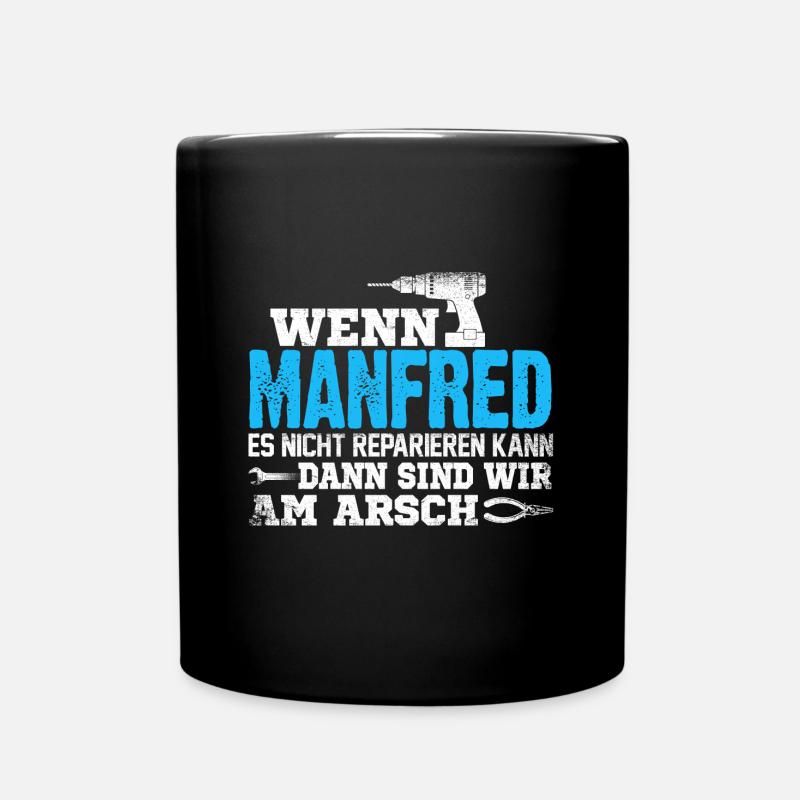 MANFRED - kann es reparieren - Tasse einfarbig - Schwarz