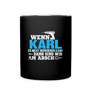 KARL - kann es reparieren - Tasse einfarbig - Schwarz - Vorne
