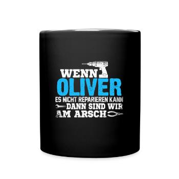 OLIVER - kann es reparieren - Tasse einfarbig - Schwarz - Vorne