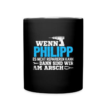 PHILIPP - kann es reparieren - Tasse einfarbig - Schwarz - Vorne