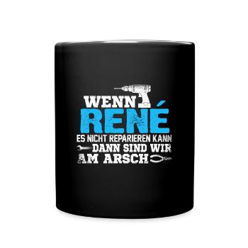 RENÉ - kann es reparieren - Tasse einfarbig - Schwarz - Vorne