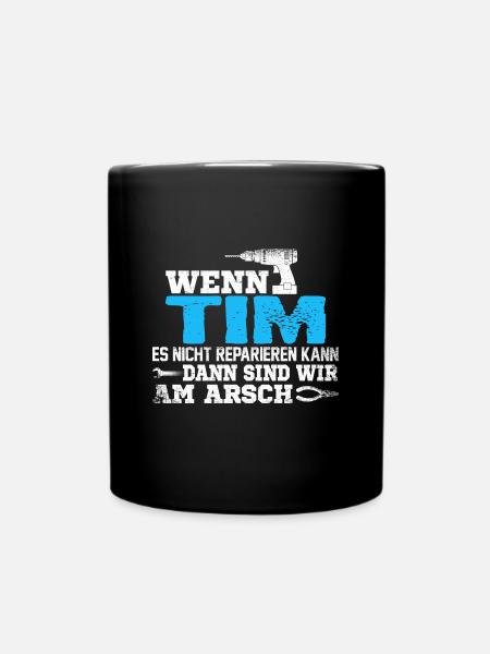 TIM - kann es reparieren - Tasse einfarbig - Schwarz