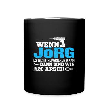 JÖRG - kann es reparieren - Tasse einfarbig - Schwarz - Vorne