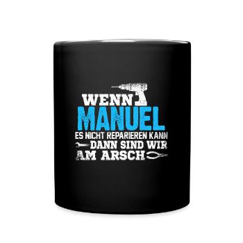 MANUEL - kann es reparieren - Tasse einfarbig - Schwarz - Vorne