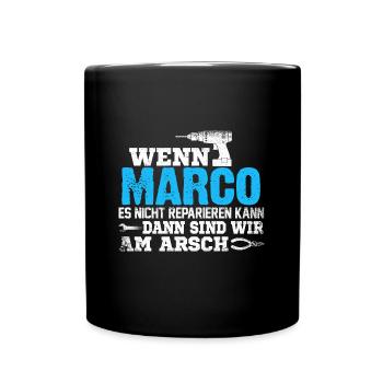 MARCO - kann es reparieren - Tasse einfarbig - Schwarz - Vorne