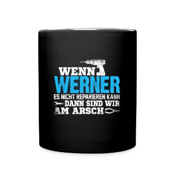 WERNER - kann es reparieren - Tasse einfarbig - Schwarz - Vorne
