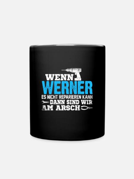 WERNER - kann es reparieren - Tasse einfarbig - Schwarz