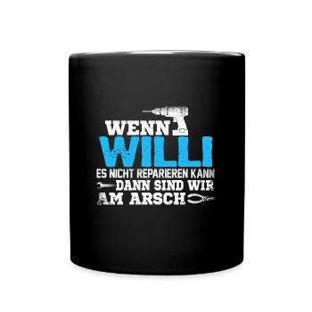 WILLI - kann es reparieren - Tasse einfarbig - Schwarz - Vorne