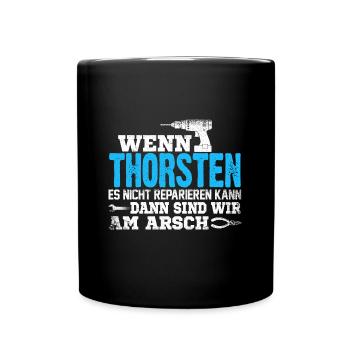 THORSTEN - kann es reparieren - Tasse einfarbig - Schwarz - Vorne