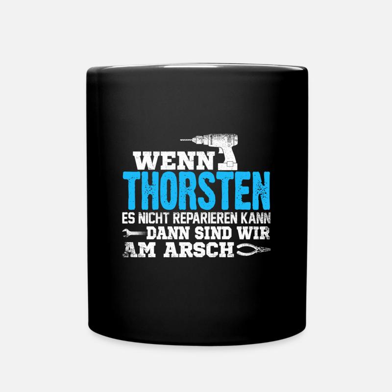 THORSTEN - kann es reparieren - Tasse einfarbig - Schwarz