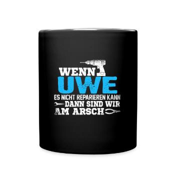 UWE - kann es reparieren - Tasse einfarbig - Schwarz - Vorne
