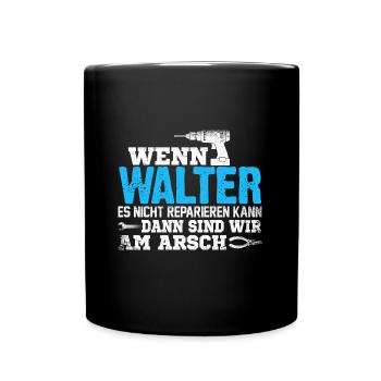 WALTER - kann es reparieren - Tasse einfarbig - Schwarz - Vorne