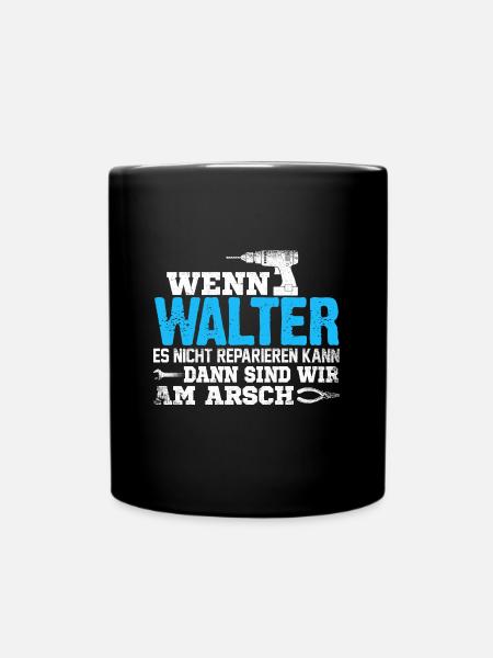 WALTER - kann es reparieren - Tasse einfarbig - Schwarz