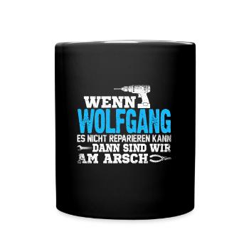 WOLFGANG - kann es reparieren - Tasse einfarbig - Schwarz - Vorne