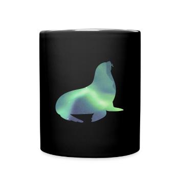 Phoque d’Islande Aurores boréales Aurores boréales - Mug uni - noir - Devant