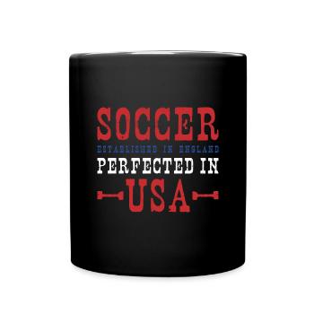 USA Soccer American Football US Futbol - Tasse einfarbig - Schwarz - Vorne