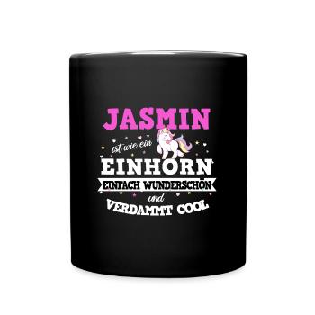 Jasmin Einhorn - Tasse einfarbig - Schwarz - Vorne