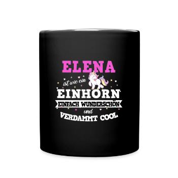 Elena Einhorn - Tasse einfarbig - Schwarz - Vorne