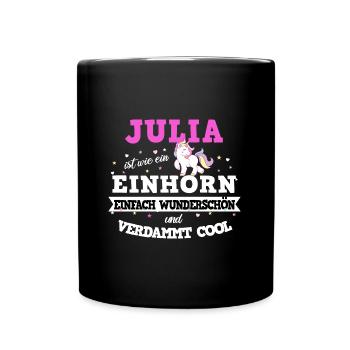 Julia Einhorn - Tasse einfarbig - Schwarz - Vorne