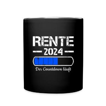 Rente 2024 Der Countdown Läuft Rente 2024 - Tasse einfarbig - Schwarz - Vorne